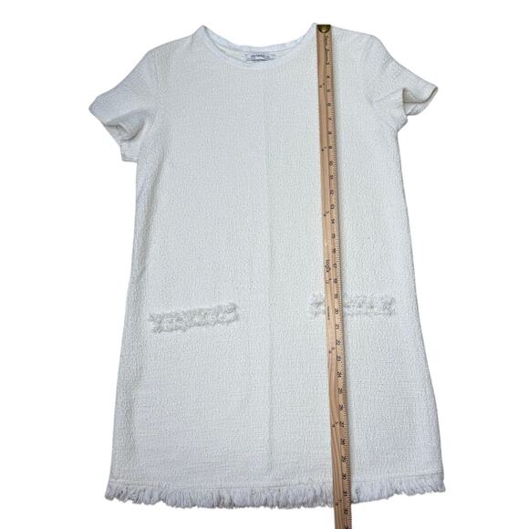 Zara Off White Fringe Tweed Shift Dress - Picture 8 of 10